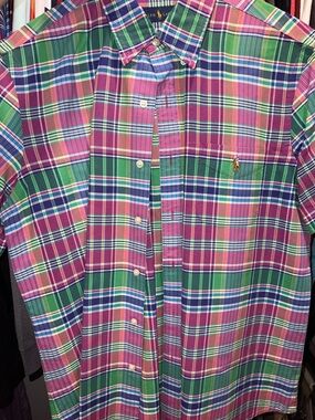 Ralph Lauren Pink, Green & Blue Plaid Button-Down Shirt
